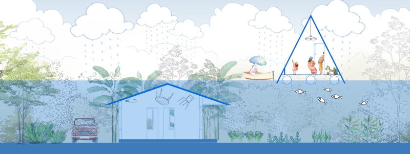 Модель плавучего сборного дома архитектора Буи Лонга, Вьетнам